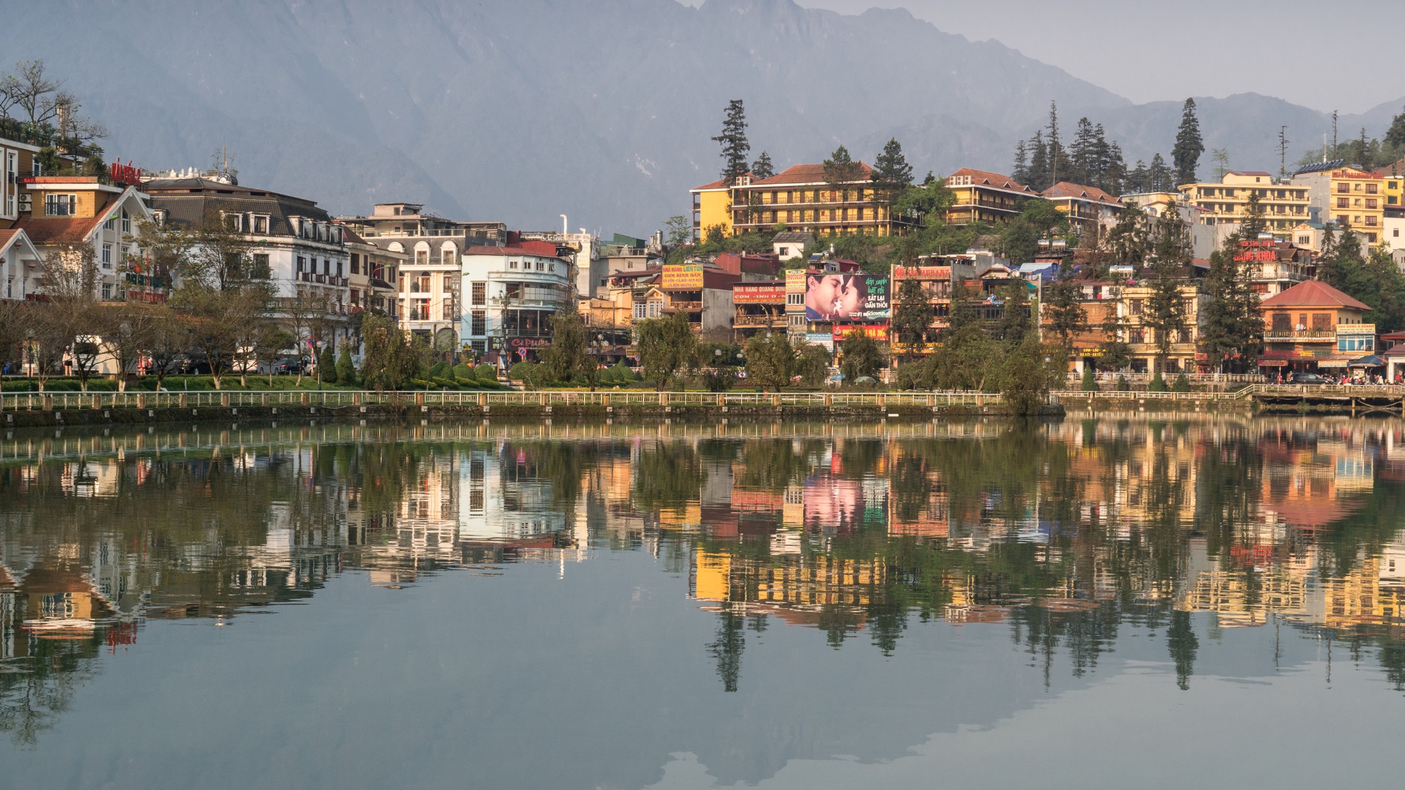 Scenic view of Sapa with terraced rice fields and a Hmong village