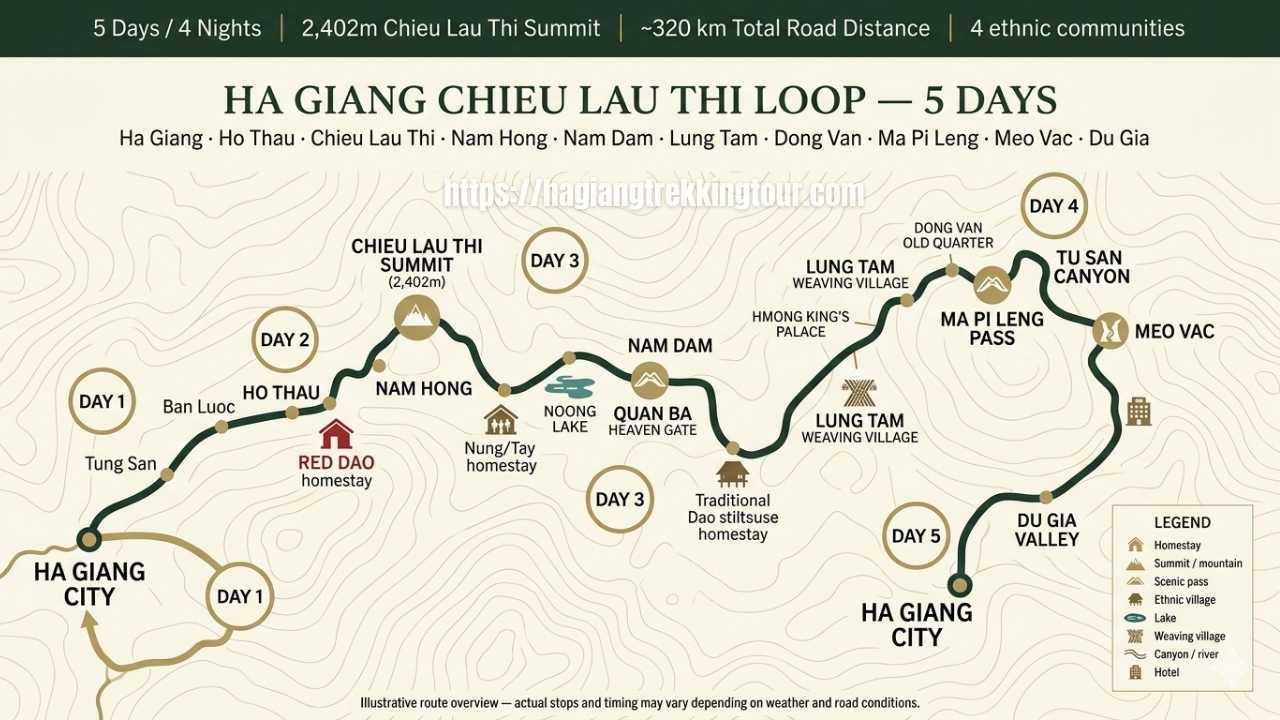 Rice terraces and mountain trekking landscape in Ho Thau, Ha Giang