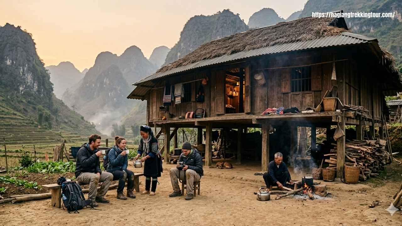 Buffalo trail trekking rice terraces Ha Giang highlands northern Vietnam