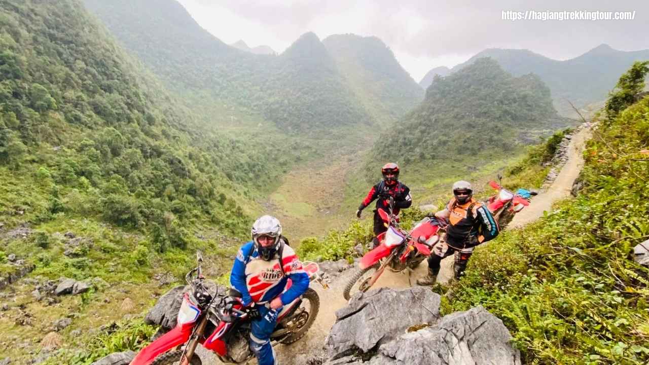 Ha Giang valley landscape with village houses and trekking scenery